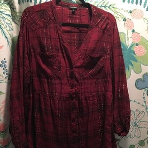 Shimmery Red Plaid Torrid Top